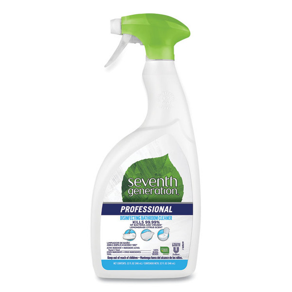 Disinfecting Bathroom Cleaner, Lemongrass Citrus, 32 oz Spray Bottle, 4/Carton [SKU: SEV44980CT]