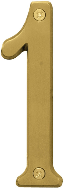 HY-KO Prestige Series BR-43BB/1 House Number, Character: 1, 4 in H Character, Brass Character, Brass [SKU: ORG0200816]