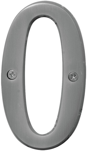 HY-KO Prestige Series BR-43SN/0 House Number, Character: 0, 4 in H Character, Nickel Character, Solid Brass [SKU: ORG1743640]