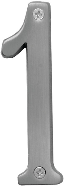 HY-KO Prestige Series BR-43SN/1 House Number, Character: 1, 4 in H Character, Nickel Character, Brass [SKU: ORG7944218]