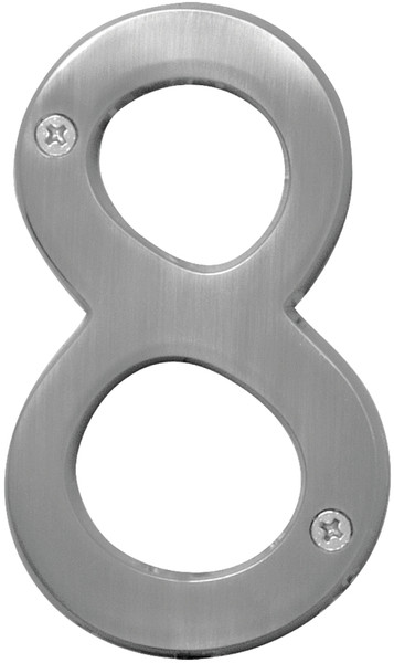 HY-KO Prestige Series BR-43SN/8 House Number, Character: 8, 4 in H Character, Nickel Character, Brass [SKU: ORG0419416]