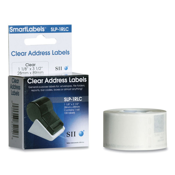 SLP-2RLC Self-Adhesive Address Labels, 1.12" x 3.5", Clear, 130 Labels/Roll, 2 Rolls/Box [SKU: SKPSLP2RLC]