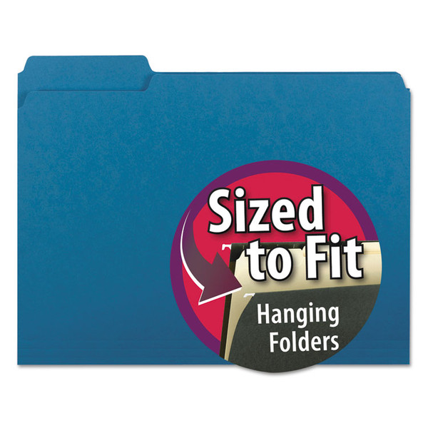 Interior File Folders, 1/3-Cut Tabs: Assorted, Letter Size, 0.75" Expansion, Sky Blue, 100/Box [SKU: SMD10287]