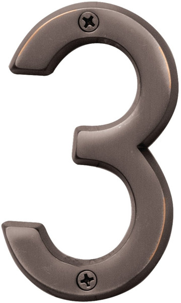 HY-KO Prestige Series BR-42OWB/3 House Number, Character: 3, 4 in H Character, Bronze Character, Brass [SKU: ORG0788539]