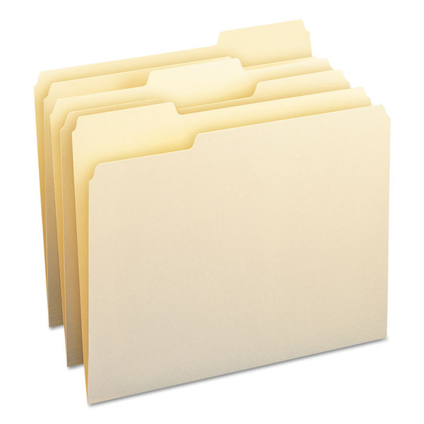 Manila File Folders, 1/3-Cut Tabs: Assorted, Letter Size, 0.75" Expansion, Manila, 100/Box [SKU: SMD10330]
