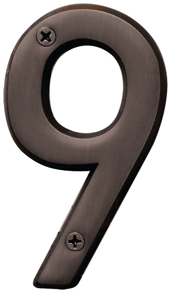HY-KO Prestige Series BR-42OWB/9 House Number, Character: 9, 4 in H Character, Bronze Character, Solid Brass [SKU: ORG6131114]