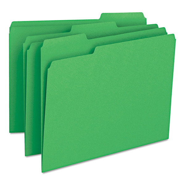 Colored File Folders, 1/3-Cut Tabs: Assorted, Letter Size, 0.75" Expansion, Green, 100/Box [SKU: SMD12143]