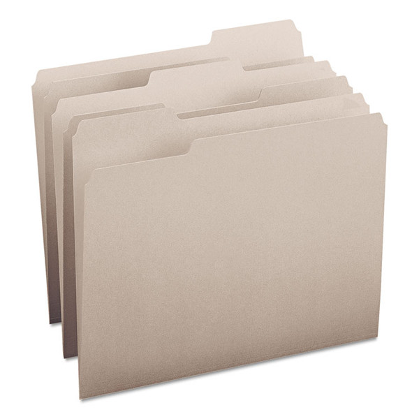 Colored File Folders, 1/3-Cut Tabs: Assorted, Letter Size, 0.75" Expansion, Gray, 100/Box [SKU: SMD12343]