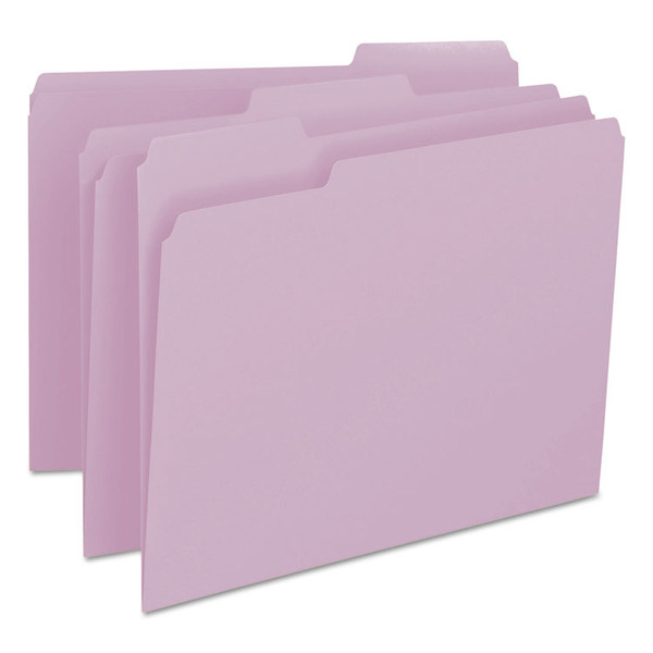 Colored File Folders, 1/3-Cut Tabs: Assorted, Letter Size, 0.75" Expansion, Lavender, 100/Box [SKU: SMD12443]