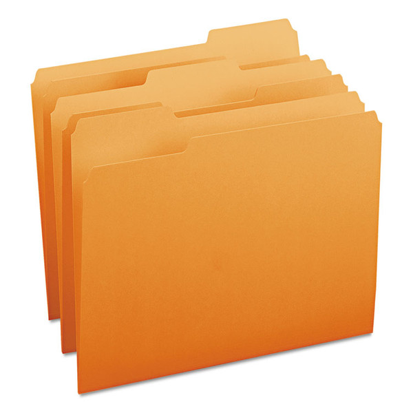 Colored File Folders, 1/3-Cut Tabs: Assorted, Letter Size, 0.75" Expansion, Orange, 100/Box [SKU: SMD12543]