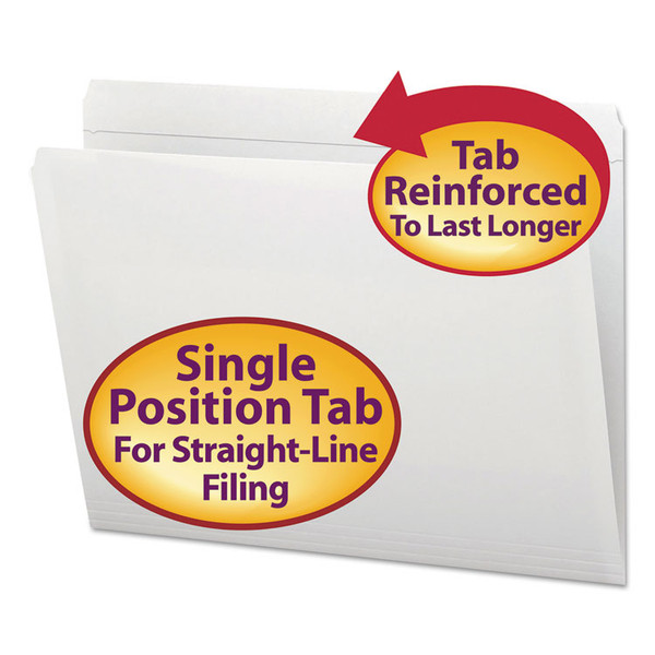 Reinforced Top Tab Colored File Folders, Straight Tabs, Letter Size, 0.75" Expansion, White, 100/Box [SKU: SMD12810]