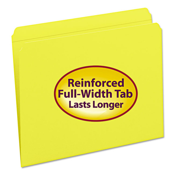 Reinforced Top Tab Colored File Folders, Straight Tabs, Letter Size, 0.75" Expansion, Yellow, 100/Box [SKU: SMD12910]