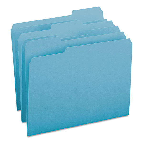 Colored File Folders, 1/3-Cut Tabs: Assorted, Letter Size, 0.75" Expansion, Teal, 100/Box [SKU: SMD13143]
