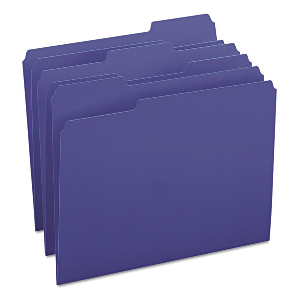 Colored File Folders, 1/3-Cut Tabs: Assorted, Letter Size, 0.75" Expansion, Navy Blue, 100/Box [SKU: SMD13193]