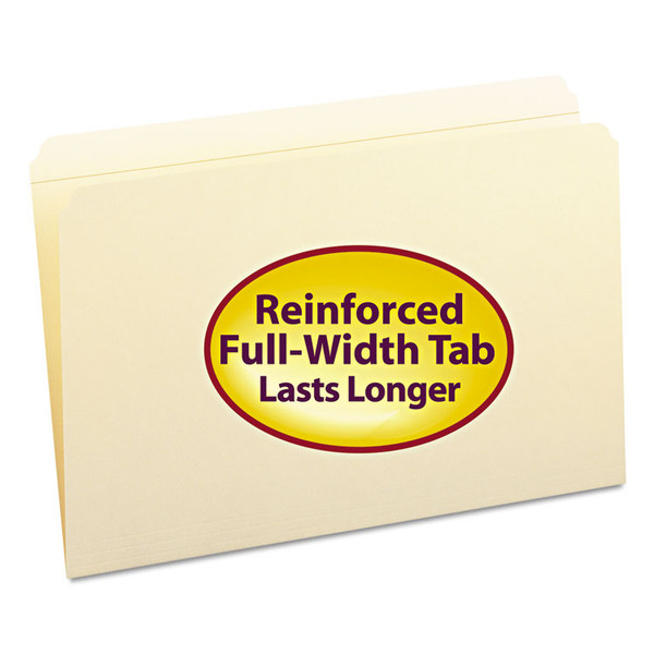 Reinforced Tab Manila File Folders, Straight Tabs, Legal Size, 0.75" Expansion, 11-pt Manila, 100/Box [SKU: SMD15310]