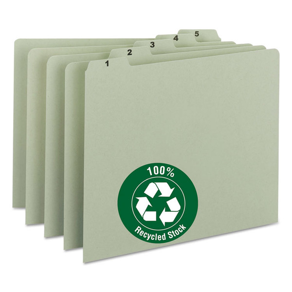 100% Recycled Daily Top Tab File Guide Set, 1/5-Cut Top Tab, 1 to 31, 8.5 x 11, Green, 31/Set [SKU: SMD50369]