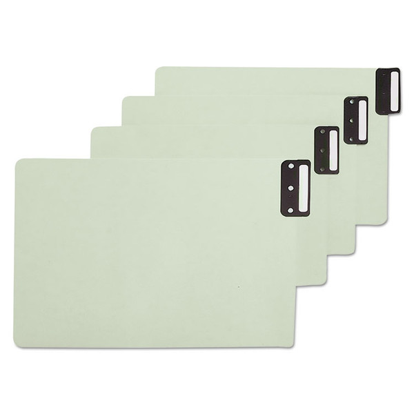 100% Recycled End Tab Pressboard Guides with Metal Tabs, 1/3-Cut End Tab, Blank, 8.5 x 14, Green, 50/Box [SKU: SMD63235]