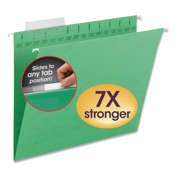 TUFF Hanging Folders with Easy Slide Tab, Letter Size, 1/3-Cut Tabs, Green, 18/Box [SKU: SMD64042]