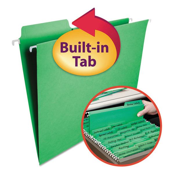 FasTab Hanging Folders, Letter Size, 1/3-Cut Tabs, Green, 20/Box [SKU: SMD64098]