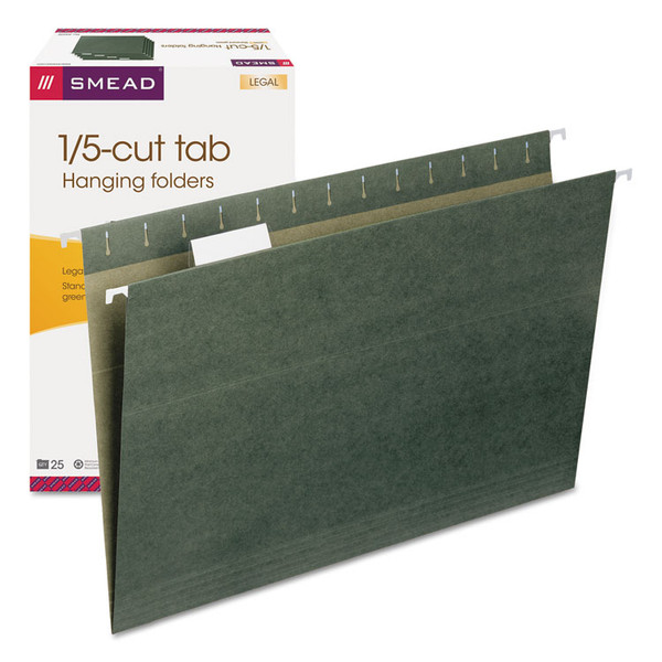 Hanging Folders, Legal Size, 1/5-Cut Tabs, Standard Green, 25/Box [SKU: SMD64155]