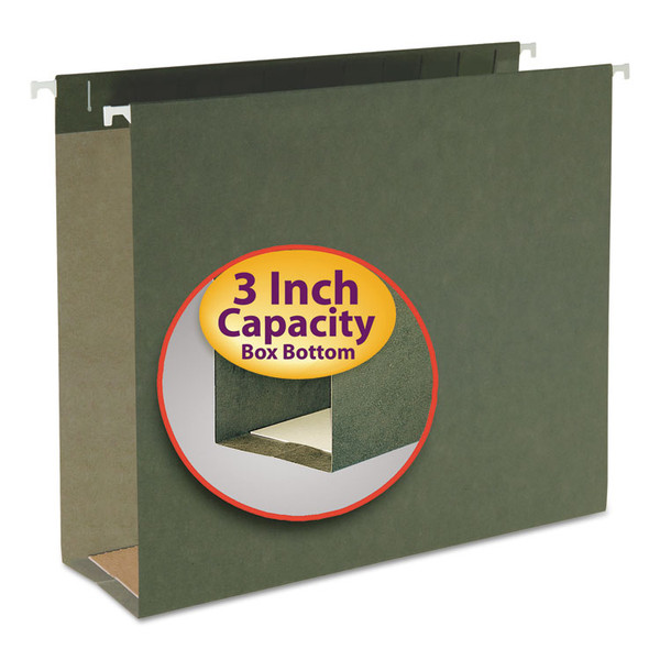 Box Bottom Hanging File Folders, 3" Capacity, Letter Size, Standard Green, 25/Box [SKU: SMD64279]
