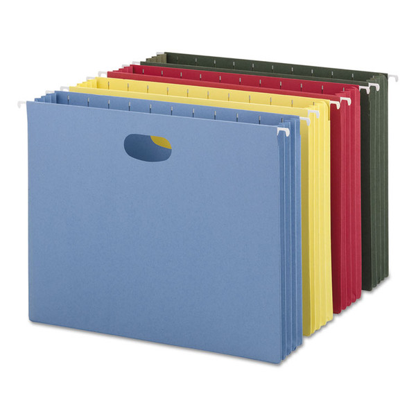 Hanging Pockets with Full-Height Gusset, 1 Section, 3.5" Capacity, Letter Size, Assorted Colors, 4/Pack [SKU: SMD64290]