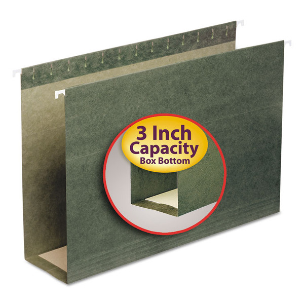 Box Bottom Hanging File Folders, 3" Capacity, Legal Size, Standard Green, 25/Box [SKU: SMD64379]