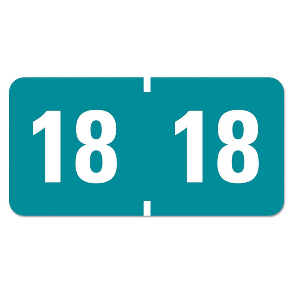 Yearly End Tab File Folder Labels, 18, 0.75 x 1.5, Teal, 500/Roll [SKU: SMD68318]