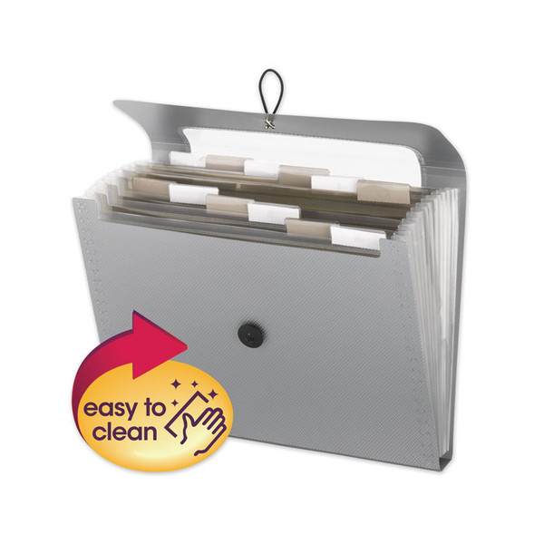 Step Index Organizer, 12 Sections, Cord/Hook Closure, 1/6-Cut Tabs, Letter Size, Silver [SKU: SMD70903]