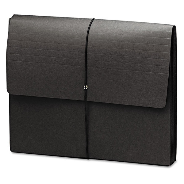 Extra-Wide Expanding Wallets with Elastic Cord, 5.25" Expansion, 1 Section, Elastic Cord Closure, Letter Size, Black, 10/Box [SKU: SMD71119]