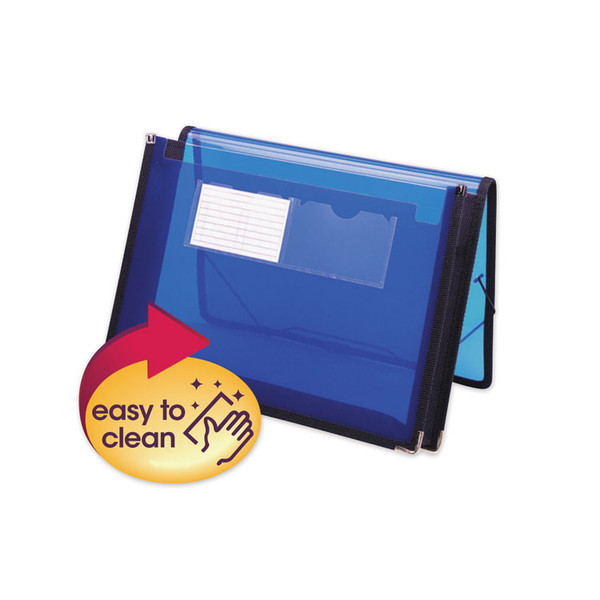 Poly Wallets, 2.25" Expansion, 1 Section, Elastic Cord Closure, Letter Size, Translucent Blue [SKU: SMD71953]