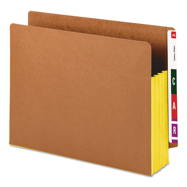 Redrope Drop-Front End Tab File Pockets, Fully Lined 6.5" High Gussets, 3.5" Expansion, Letter Size, Redrope/Yellow, 10/Box [SKU: SMD73688]