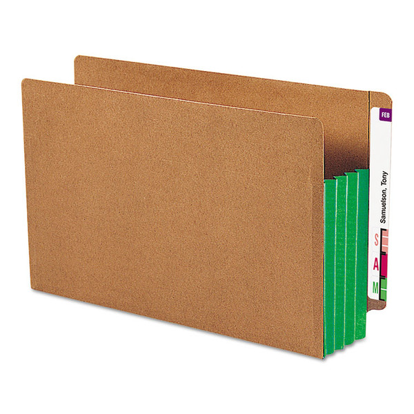 Redrope Drop-Front End Tab File Pockets, Fully Lined 6.5" High Gussets, 3.5" Expansion, Legal Size, Redrope/Green, 10/Box [SKU: SMD74680]