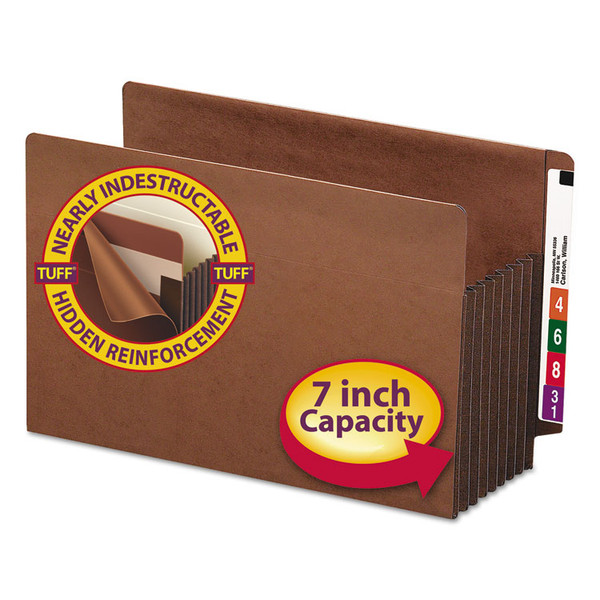 Heavy-Duty Redrope End Tab TUFF Pockets, 7" Expansion, Legal Size, Redrope, 5/Box [SKU: SMD74795]