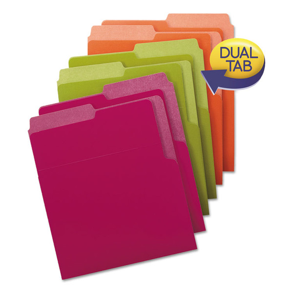 Organized Up Heavyweight Vertical File Folders, 1/2-Cut Tabs, Letter Size, Assorted: Green/Orange/Red/Sky Blue/Yellow, 6/Pack [SKU: SMD75406]