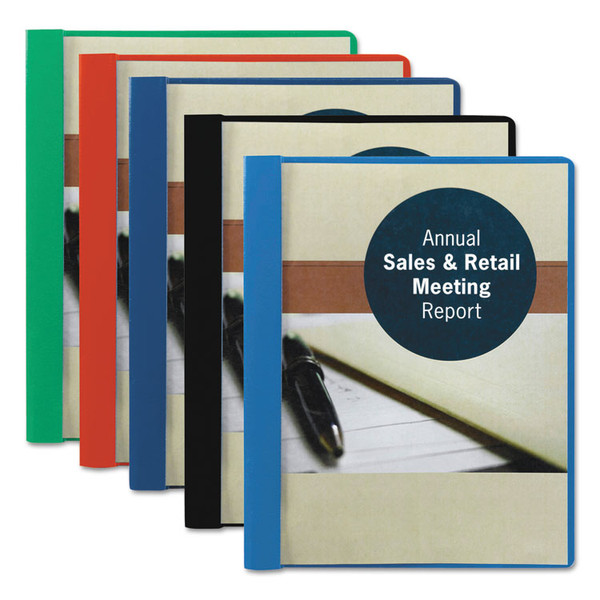 Poly Report Cover, Tang Clip, Letter, 1/2" Capacity, Clear/Red, 25/Box [SKU: SMD87461]