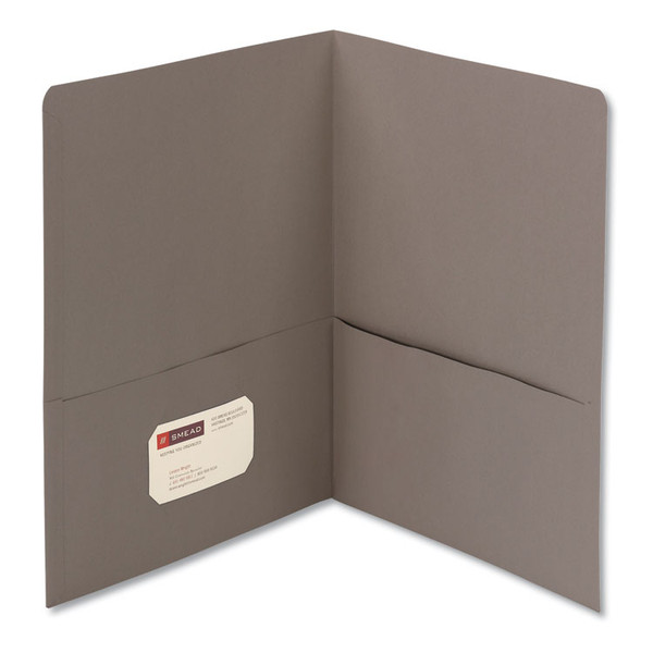 Two-Pocket Folder, Embossed Leather Grain Paper, Gray, 25/Box [SKU: SMD87856]