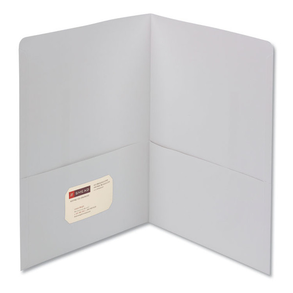 Two-Pocket Folder, Textured Paper, 100-Sheet Capacity, 11 x 8.5, White, 25/Box [SKU: SMD87861]