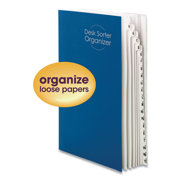 Deluxe Expandable Indexed Desk File/Sorter, Reinforced Tabs, 20 Dividers, Alpha/Numeric Index, Legal Size, Dark Blue Cover [SKU: SMD89237]