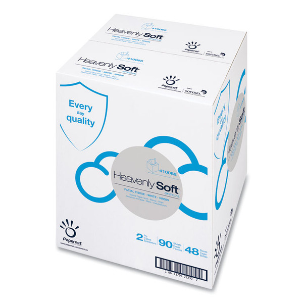 Heavenly Soft Facial Tissue, 2-Ply, White, 90/Pack, 48 Packs/Carton [SKU: SOD410068]