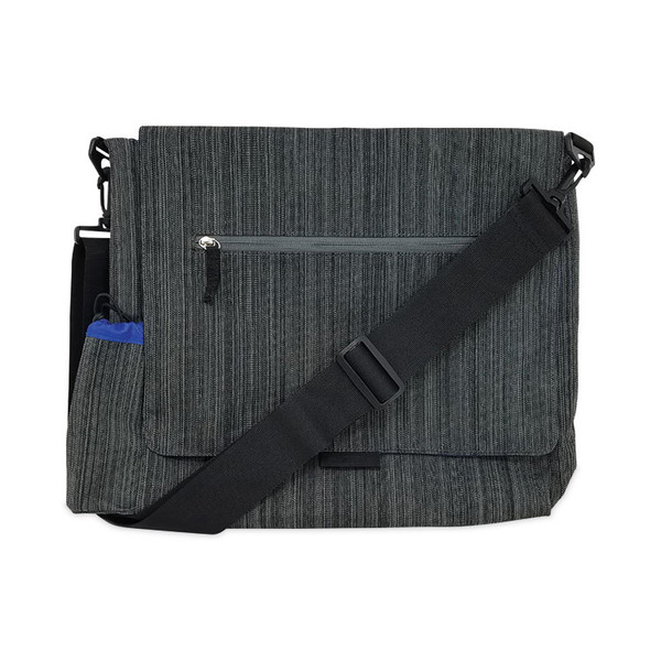 Fabric Casual Messenger Bag, Charcoal/Cobalt [SKU: SOOSM456]