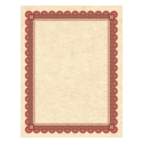 Parchment Certificates, Academic, 8.5 x 11, Copper with Red/Brown Border, 25/Pack [SKU: SOUCT5R]