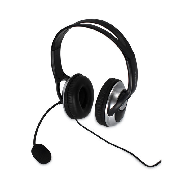 ZuM Binaural Over The Head Headset, Black/Silver [SKU: SPTZUMWDUSB2]