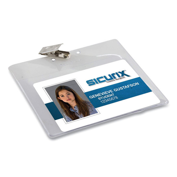 SICURIX Badge Holder, Horizontal, 3 x 4, Clear, 50/Pack [SKU: SRXBAU67840]