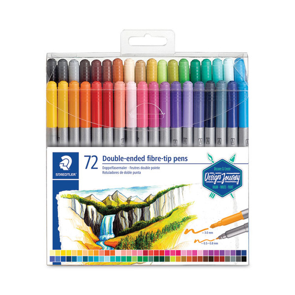 Double Ended Markers, Assorted Bullet Tips, Assorted Colors, 72/Pack [SKU: STD3200TB7202]