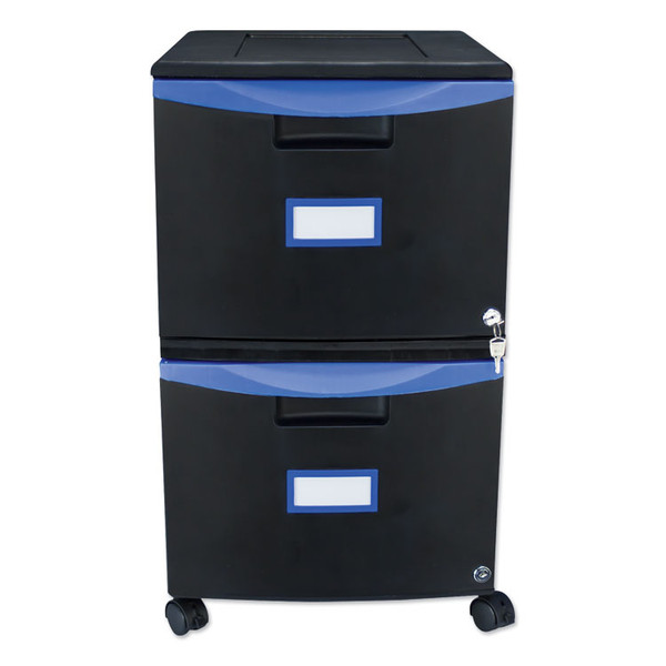 Two-Drawer Mobile Filing Cabinet, 2 Legal/Letter-Size File Drawers, Black/Blue, 14.75" x 18.25" x 26 [SKU: STX61314U01C]