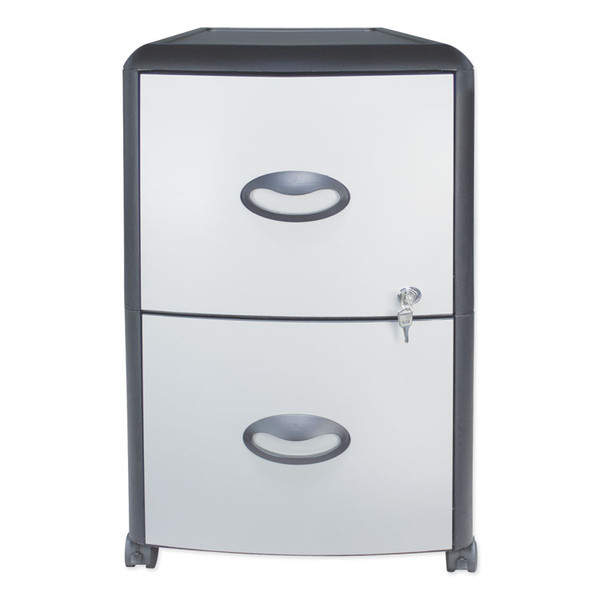 Mobile Filing Cabinet with Metal Siding, 2 Letter-Size File Drawers, Silver/Black, 19" x 15" x 23 [SKU: STX61351U01C]