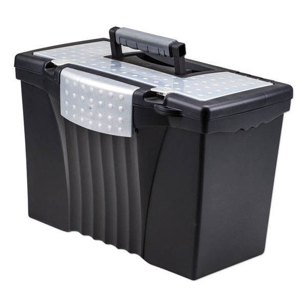 Portable Letter/Legal Filebox with Organizer Lid, Letter/Legal Files, 14.5" x 10.5" x 12", Black [SKU: STX61510U01C]