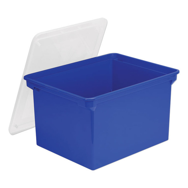 Plastic File Tote, Letter/Legal Files, 18.5" x 14.25" x 10.88", Blue/Clear [SKU: STX61554U01C]