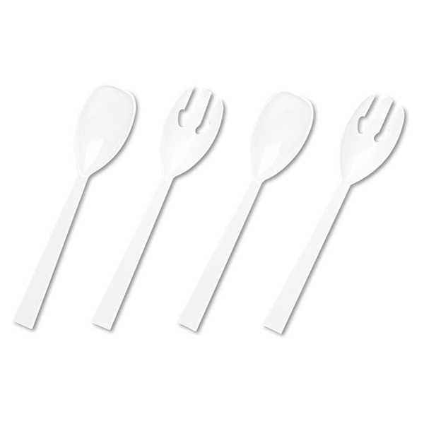 Table Set Plastic Serving Forks and Spoons, White, 24 Forks, 24 Spoons per Pack [SKU: TBLW95PK4]